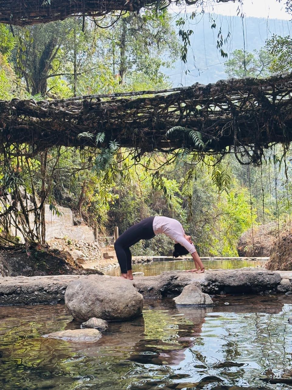 Divya practising yoga