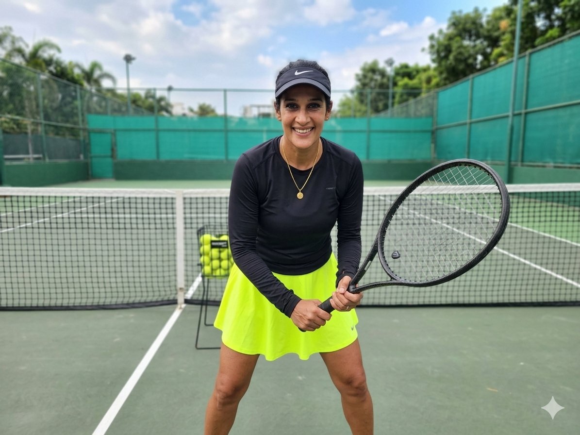 Divya Rego playing tennis